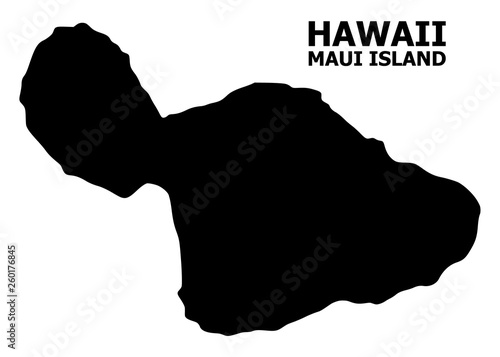 Vector Flat Map of Maui Island with Caption