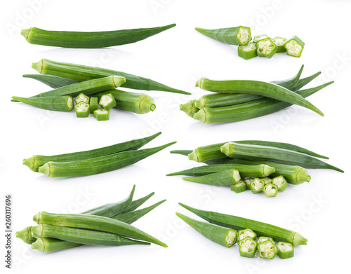 fresh okra isolated on white background