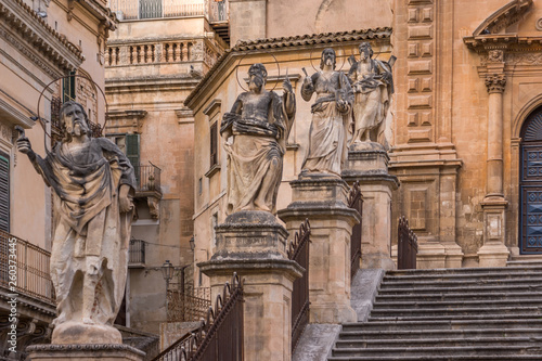 Italy, Sicily, Modica, St. Peter's Cathedral, baroque statues