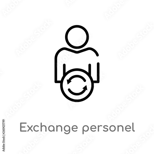 outline exchange personel vector icon. isolated black simple line element illustration from user interface concept. editable vector stroke exchange personel icon on white background