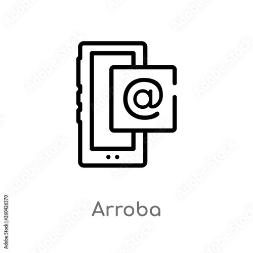 outline arroba vector icon. isolated black simple line element illustration from communication concept. editable vector stroke arroba icon on white background