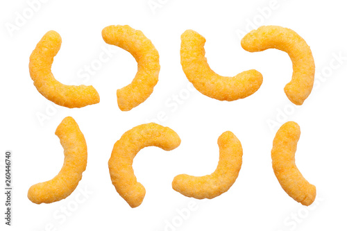 Cheese puffs isolated on a white background