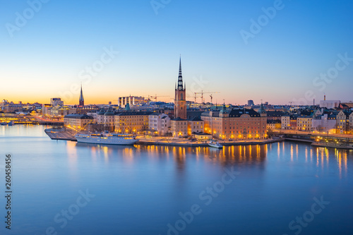 Night view of Stockholm city skyline old town in Sweden