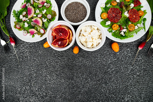 Mix salads. Vegan, vegetarian, clean eating, dieting, food concept.