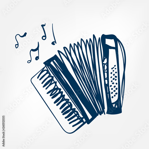 accordion sketch vector illustration isolated design element