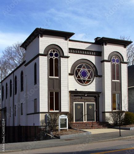 Historical synagogue in Taunton, Massachusetts, USA. Congregation Agudath Achim and the Jewish Community House