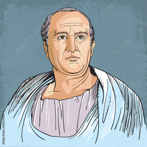 Cicero portrait in line art illustration