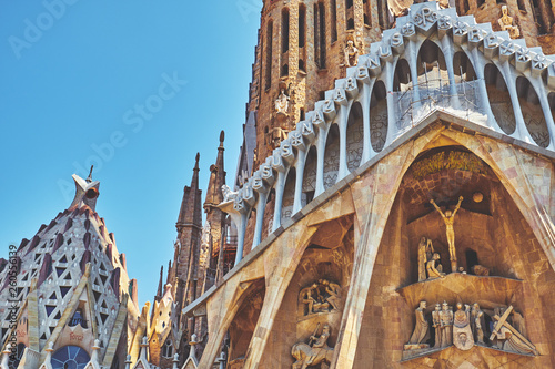 BARCELONA, SPAIN -MAY 19, 2018: The Basilica i Temple Expiatori de la Sagrada Familia in Barcelona