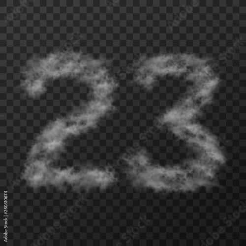 vector design of smoke textured number means twenty three, isolated on transparent background
