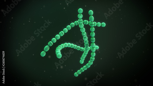 3D illustration of a streptococcus pyogenes bacteria