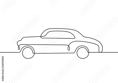 Retro car continuous line vector illustration