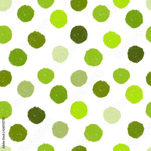 Seamless grunge pattern with green polka dots