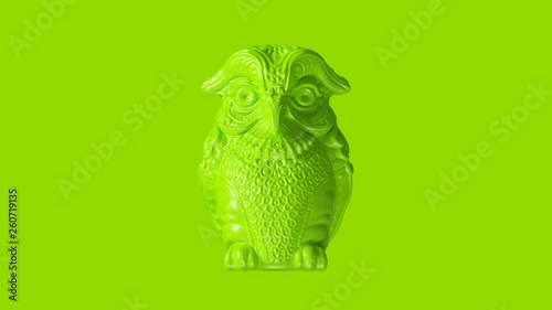 Lime Green Owl Greek Goddess Athena's Legendary Owl Bubo 3d illustration 3d render