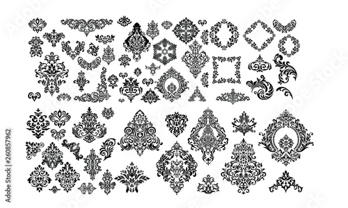 Oriental vector damask patterns for greeting cards and wedding invitations.