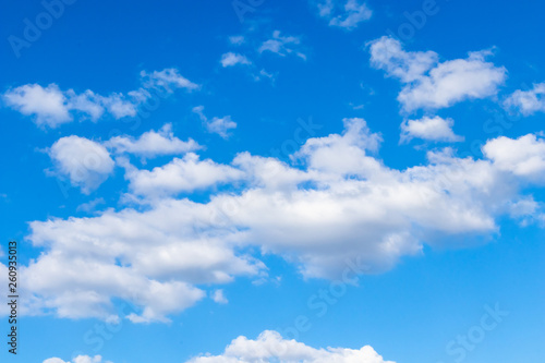 beautiful blue sky and white clouds in spring season