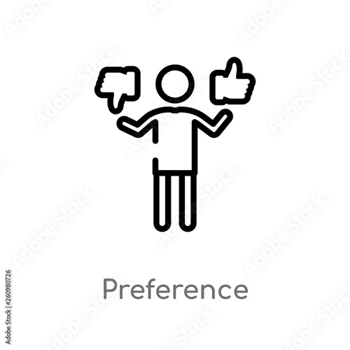 outline preference vector icon. isolated black simple line element illustration from people concept. editable vector stroke preference icon on white background