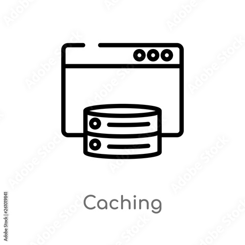 outline caching vector icon. isolated black simple line element illustration from technology concept. editable vector stroke caching icon on white background