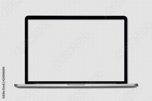 Isolated Laptop or notebook, Computer display with blank screen on a transparent background