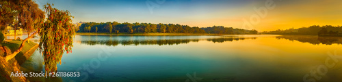 Sunrise over Xuan Huong Lake, Dalat, Vietnam. Panorama