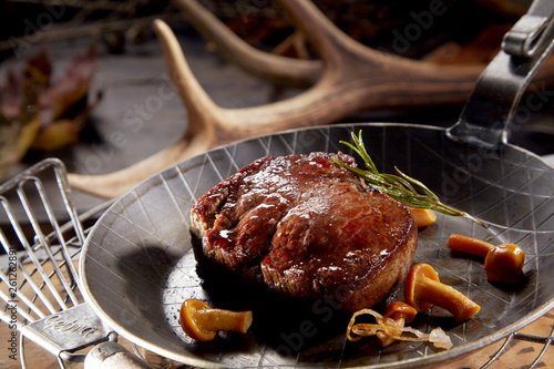 Thick juicy grilled wild venison steak