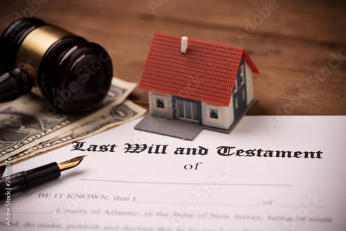 Last will and testament form with gavel