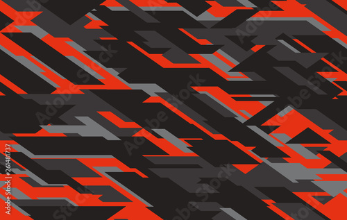Seamless fashion dark gray and red hunting camo pattern vector