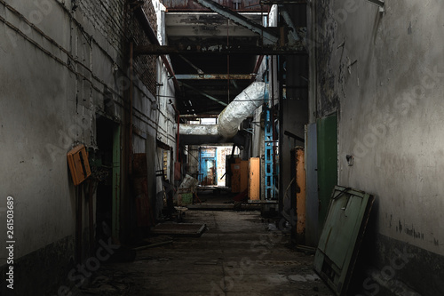 Abandoned corridor in factory at Chernobyl
