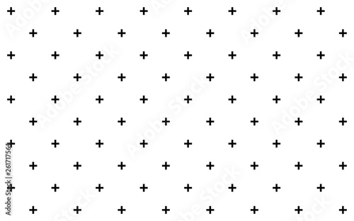 Crosses - pluses diagonally distributed simple minimalist decorative geometrical vector pattern