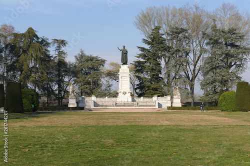 Virgiliana square in Mantova with its green garden