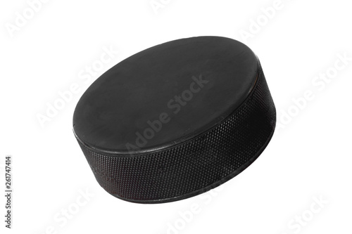 Hockey puck isolated on white.