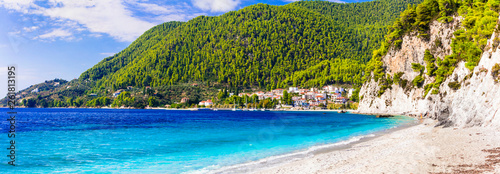 Best island and beaches of Greece- green Skopelos , Hovolos beach