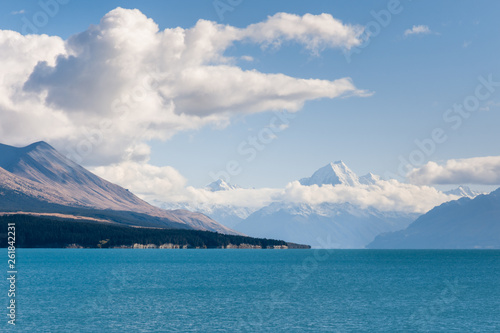 Lake Pukaki with Mt Cook in Mount Cook National Park, South Island, New Zealand