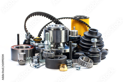 Parts for cars. Hub, belt; filter. Assortment.