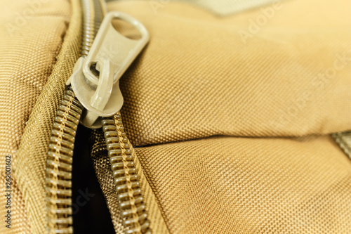 zipper bag color khaki texture.