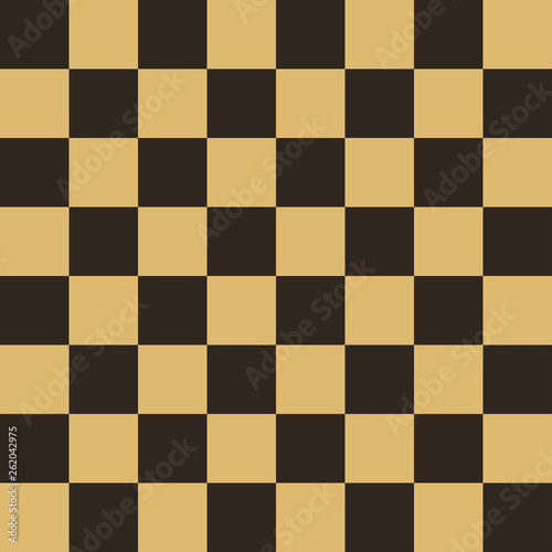 Vector chess field in beige and black colors. Seamless pattern.