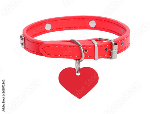 Red Dog Collar with Heart Tag