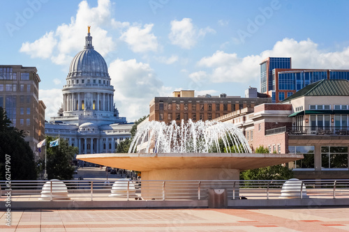 Downtown Madison Wisconsin buildings with Capitol of Wisconsin