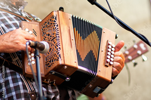 Concertina popular accordion player in the street