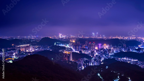 High view of Taiwan cityscape night light in Taipei 7
