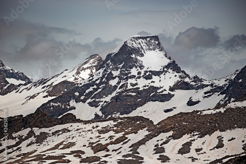 The Ciarforon peak and glaciers, in the Gran Paradiso park, Italy.
