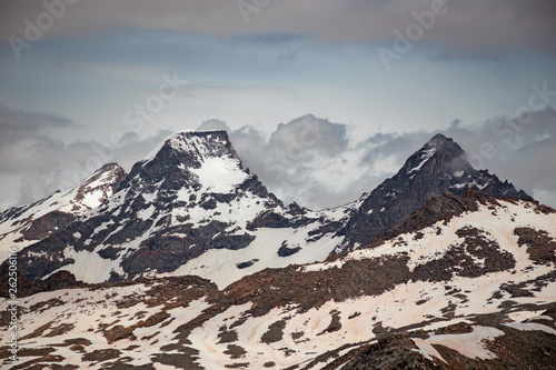 The Ciarforon peak and glaciers, in the Gran Paradiso park, Italy.