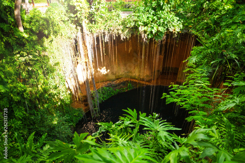 Mysterious Ik-Kil cenote with hanging roots