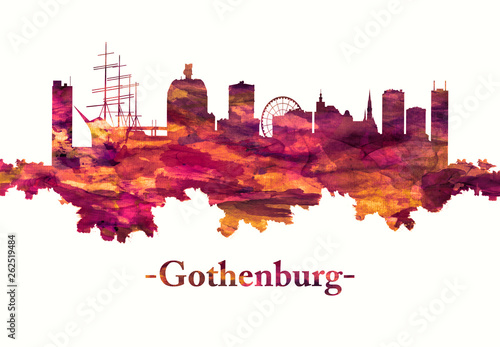 Gothenburg Sweden skyline in red