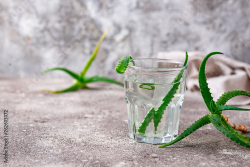 Glass of healthy aloe vera drink