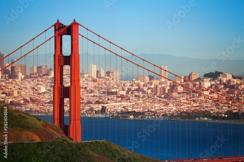 Cityscape of San Francisco and Golden Gate Bridge