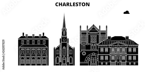 Charleston , United States, outline travel skyline vector illustration 