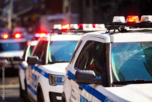 New York NYPD Police car with sirens at day