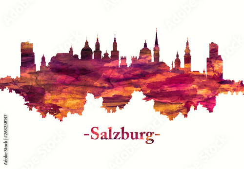 Salzburg Austria skyline in red