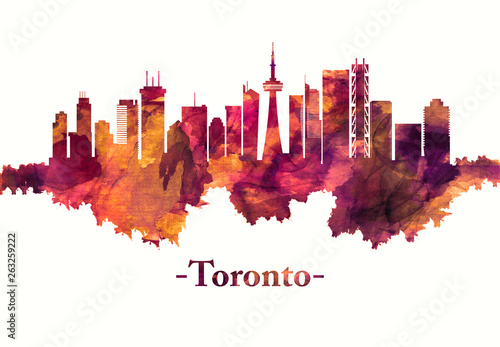 Toronto Canada skyline in red