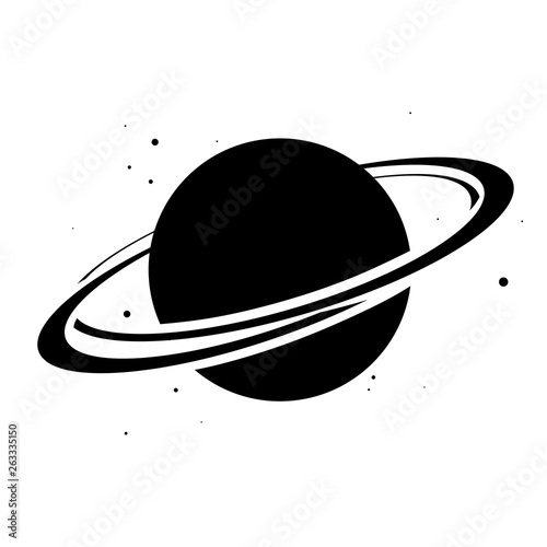 Planet Saturn with planetary ring system flat icon. Vector illustration on white background